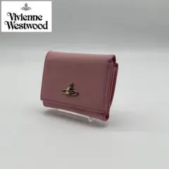 【美品】ヴィヴィアンウエストウッド レザー 三つ折り財布 オーブ 型押し ピンク