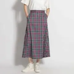 niko and ニコアンド フレア ロングスカート チェック柄 ミドル ③ Ｍ