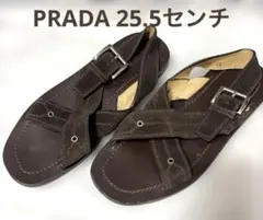 PRADA メンズ　スエード サンダル ブラウン サイス6.5のサムネイル