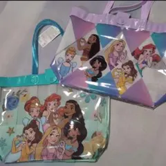 ディズニープリンセス プールバッグ 2個　ダイソー　ビーチバッグ　スイミング