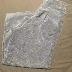 リブ素材 グレー ワイドパンツ