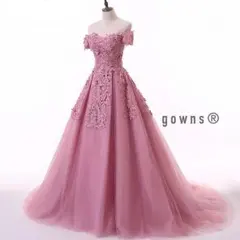 刺繍ビーズレースのカメオチュールドレス・*:.。.