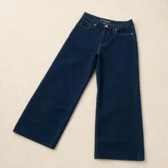 【無印良品】デニムパンツ 濃紺　RELAXED WIDE 25 63.5cmのサムネイル