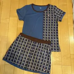 FILA テニスウェア 上下セットアップ　Lサイズ　ハウンドトゥース柄　美品