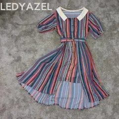 REDYAZEL レトロモダン ストライプ デザインワンピース 半袖ワンピース