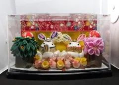雛人形　ひな祭り うさぎ飾り 透明ケース付き　ハンドメイド