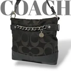 【美品】コーチ ショルダーバッグ シグネチャー 黒 F18862 キャンバスE6