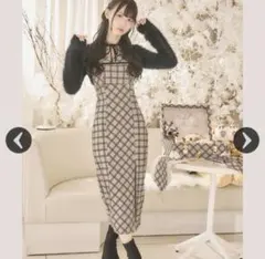 ミシェルマカロン ボレロチェックロングワンピース - メルカリ