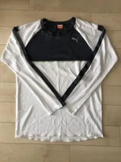PUMA 長袖シャツ Sサイズ ホワイト/ネイビー