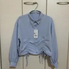 Honeys ハニーズ ドロストショート丈シャツ サックス Mのサムネイル