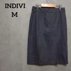 インディヴィ　INDIVI タイトスカート　オフィス　ストライプ　スーツ　M