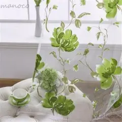 100×150 2枚お花大きめ グリーン 緑 柄 2枚セット レース