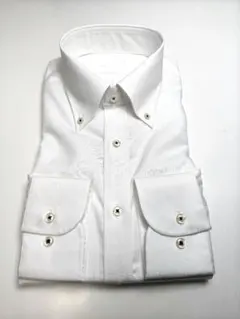 形態安定シャツ L41-85 綿100% ボタンダウン 白ドビー 新品