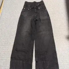 ハイウエスト ワイドデニムパンツ ブラックのサムネイル