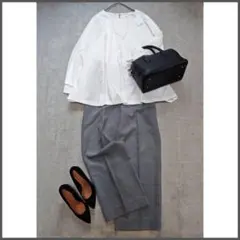 秋冬 オフィスカジュアル セットアップ コーデ売り ワイドパンツ きれいめ