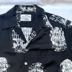 WACKO MARIA NECK FACE 開襟シャツ ブラックレーヨン 鉄仮面のサムネイル