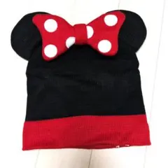美品★ ディズニー　ミニー　ニット帽　リボン　耳付き ドット TDL TDS