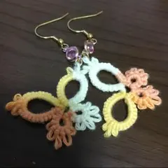 [値下げ中]タティングレース 蝶のピアス