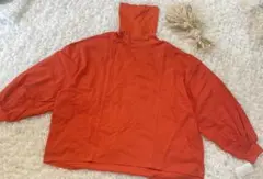 THE SHOP TK タートルネック ゆったりカットソー　L オレンジ