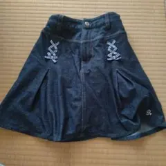 ポンポネット デニム プリーツスカート　150　M