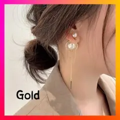 【ラスト1点】ピアス パール ゴールド デザイン バングル オルチャン