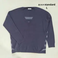 アーヴェヴェ a.v.v standard ボーダーニット セーター Vネック