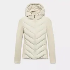 ZARA コントラストパフジャケット エクリュ ハーフダウン マウンテンパーカー