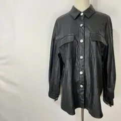 美品 INGNI イング シャツ ジャケット レザーライク M ブラック