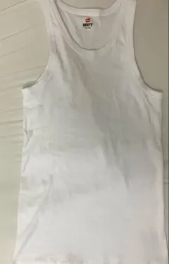 Hanes BEEFY リブ　タンクトップ　白のサムネイル