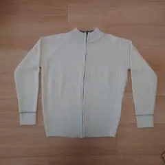 フルジップ ニットセーター　白