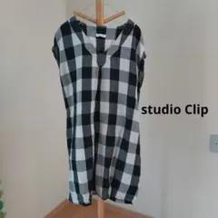 スタディオクリップ　リネンワンピース　ブロックチェック