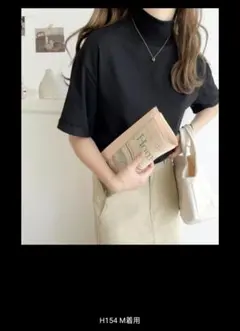 Tシャツ 半袖 シンプル ハイネック カットソー モックネック　ブラックのサムネイル