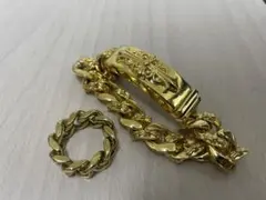 ゴールド チェーンブレスレットとリング セット