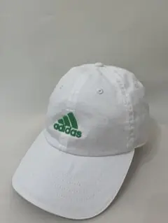 【adidas】ホワイトキャップ グリーンロゴ スポーツ