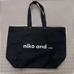 niko and ... トートバッグ ブラック キャンバス地 大判サイズ