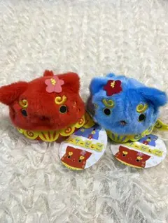 ねこだんご シーサーだんご 赤 青 2点セット ぬいぐるみ 三英貿易