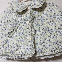 花柄　ポンチョ　70-80サイズ　青色　黄色　おはな　可愛い　かわいい