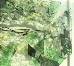 緑と透明のガラスパーツ 3点セット