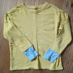 イエロー 長袖カットソー 水色袖