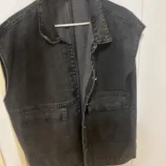 ダークグレー ノースリーブ デニムジャケット