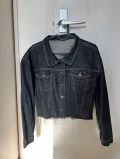 デニムジャケット　切りっぱ　ショート丈　M デニム　ジャケット