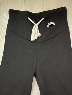 【美品】ブラックリブ レギンス マタニティレギンス 裏起毛 Lサイズ