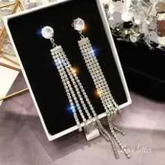 No.138M キラキラシルバービジューロングピアス 韓国 量産型 地雷