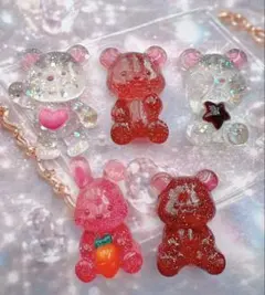 うるちゅるクマ型レジンキャラクター5個セット