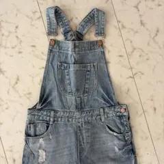 ZARA TRF デニムサロペット オーバーオール ダメージ加工 S