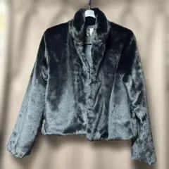 QIYE ブラックファー ショートジャケットXXL