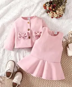 定価20000円 ベビー服 ピンク カーディガン ワンピース 2点セット