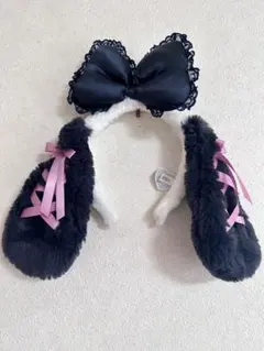 スヌーピーカチューシャ ベル リボン 黒