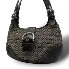 COACH ソーホー　ショルダーバッグ　ミニシグネチャー キャンバス　ブラック