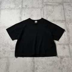 90s RUSSELLATHLETICラッセルUSA製Tシャツ黒ブラック短丈古着